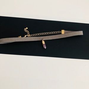 Gray suede choker necklace